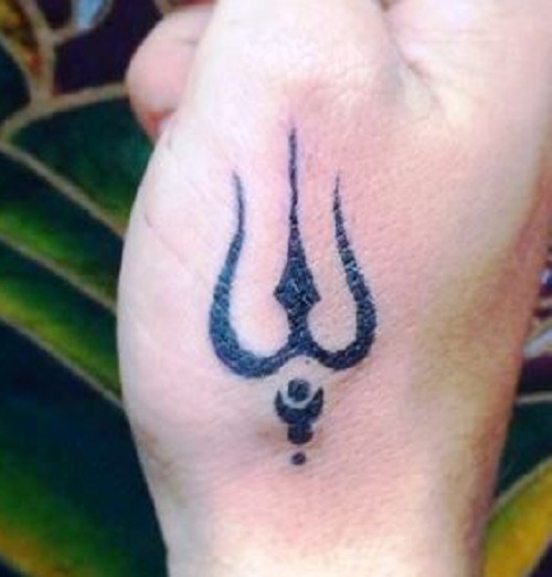Hand Tattoo With Trishul