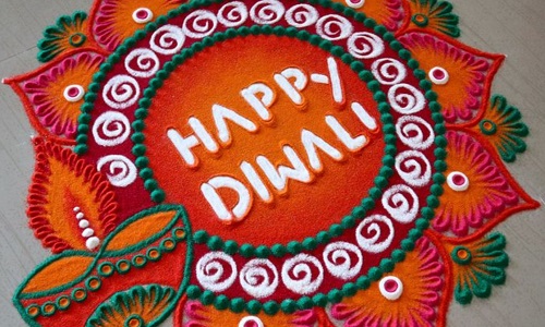 Happy Diwali Circle Easy Rangoli
