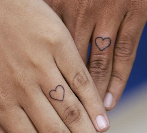 Heart Ring Tattoos For Engaged Couples