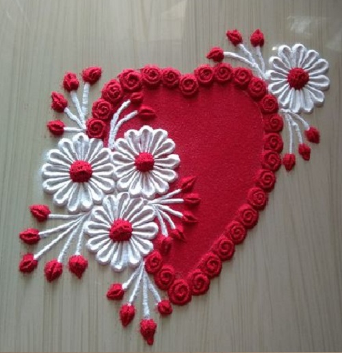 Heart Shape Rangoli Design