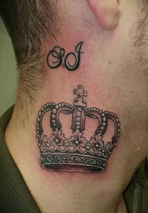 Initials And Crown Tattoo