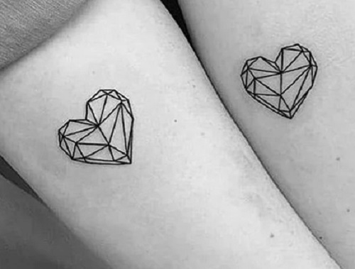 Jeweled Heart Matching Tattoos