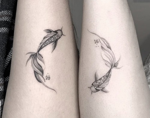 Koi Fishes Cute Tattoo