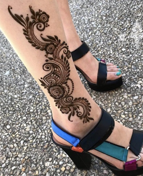 Leg Tattoo Pattern Mehndi