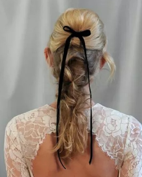 Long Hairstyle  For Brides With Bow