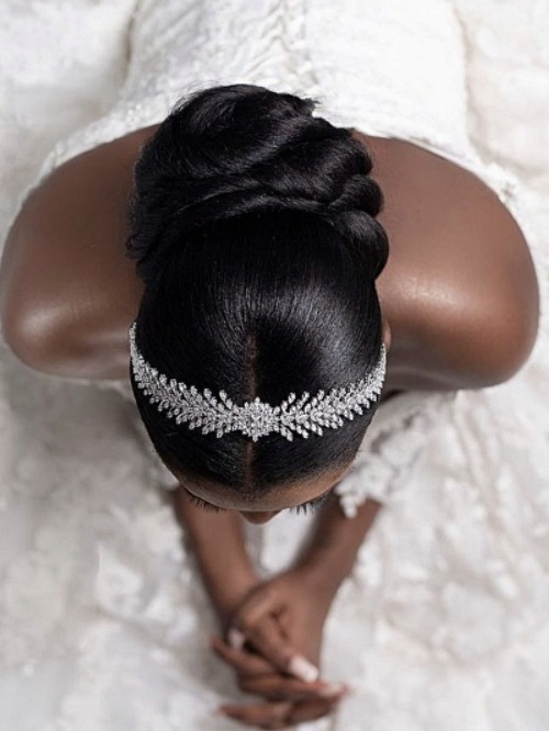 Low Bun With Studded Tiara