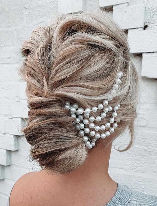 Messy Twisted Bun With Pearls