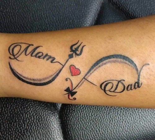 Mom And Dad With Trishul Tattoo