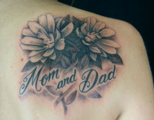 Mom Dad Shoulder Tattoo