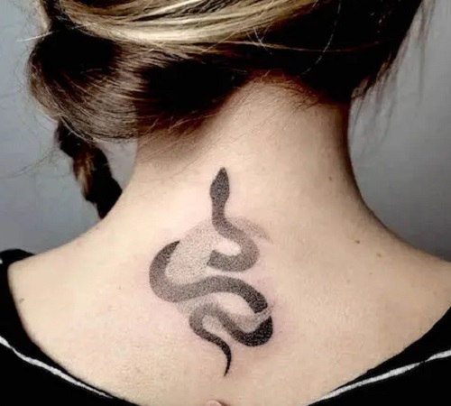 Moon And Serpent Tattoo