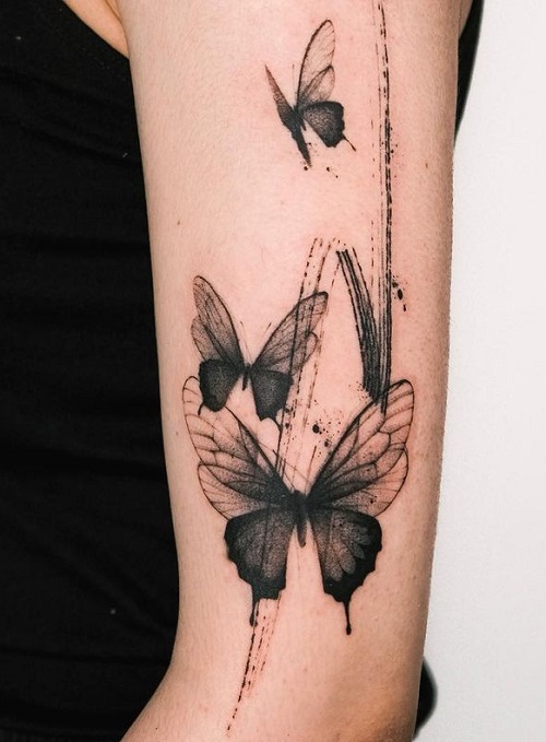 Multiple black shaded Butterflies