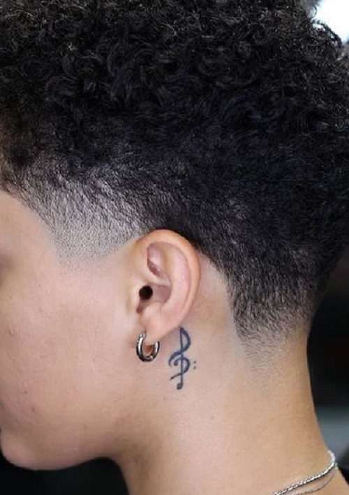 Musical Note Neck Tattoo For Men