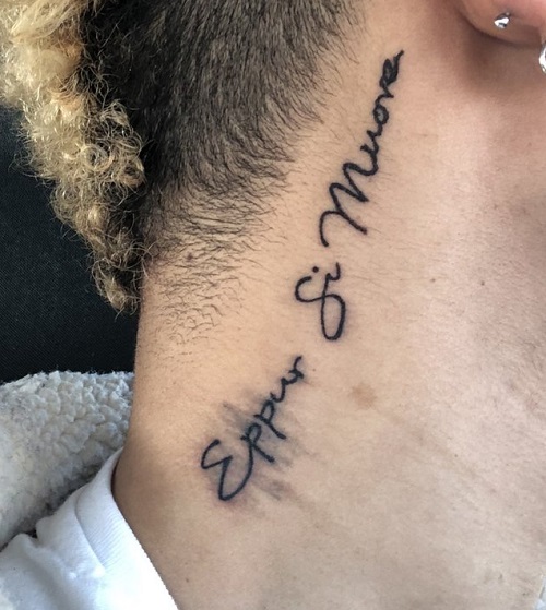 Name Side Neck Style Tattoo