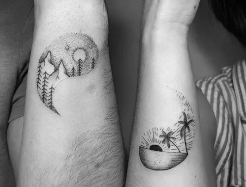 Nature Inspired Couple Tattoo