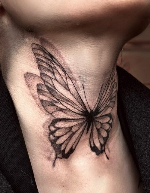 Neck Butterfly tattoo