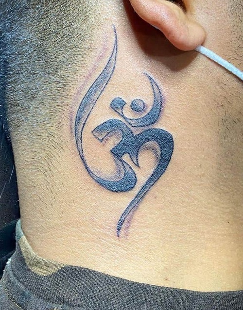 Om Tattoo For Neck