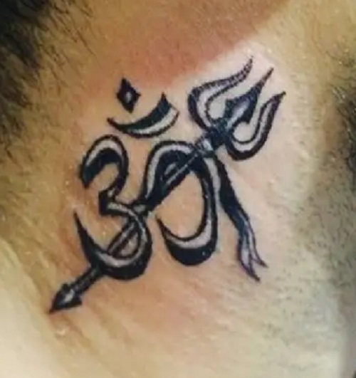 Om With Trishul Tattoo For Nape