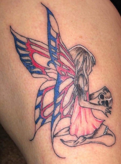Pink And Blue Fairy Tattoo
