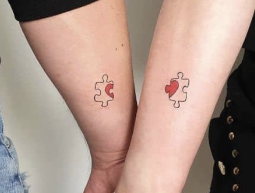 Puzzle Heart Tattoos For Couple