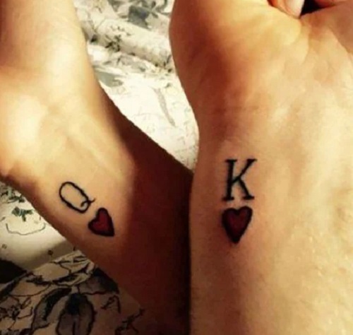 Queen Of Hearts And Kings Tattoo For Couples