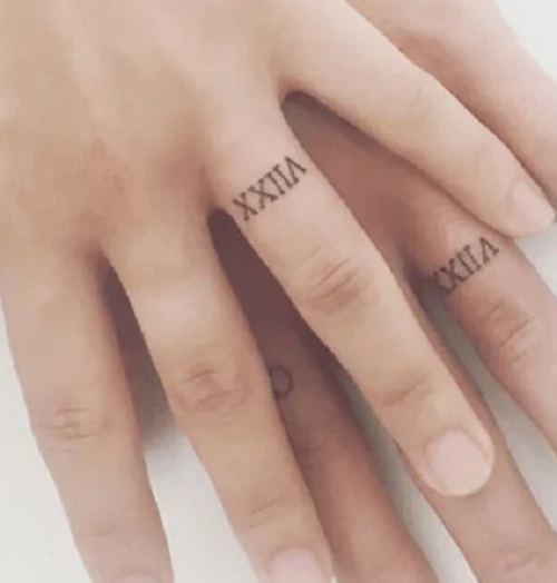 Roman Numerals Finger Tattoo