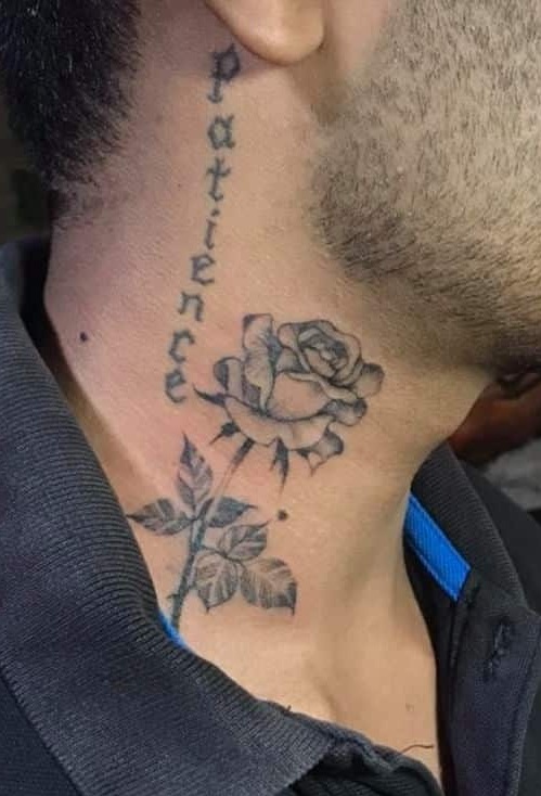 Rose Neck Tattoo for men
