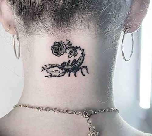 Scorpion With Rose Tattoo
