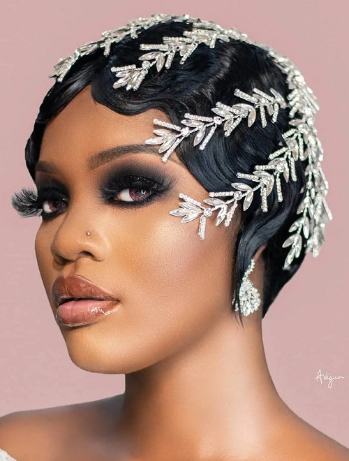 Short Pixie Hair For Black Bride