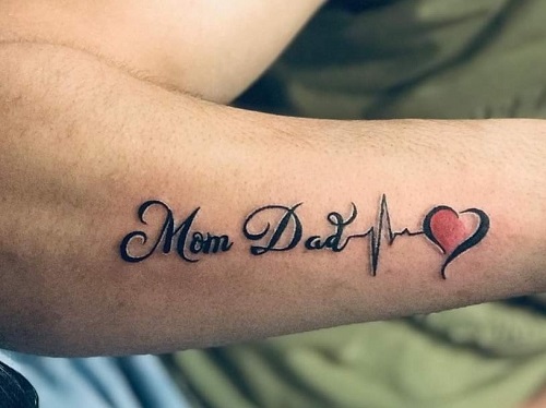 Side Arm Mom Dad Design Tattoo