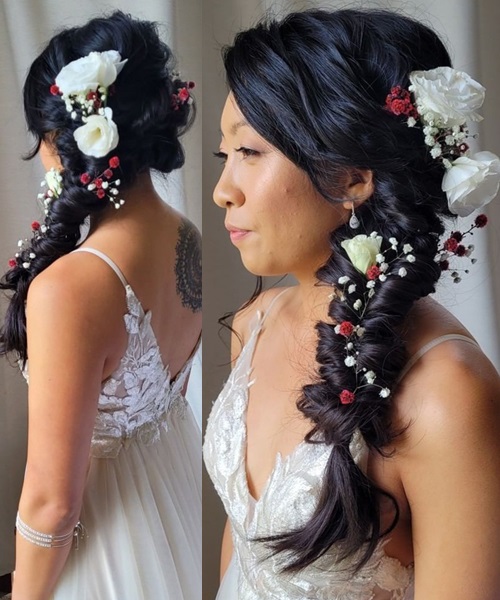 Side Braided Loose Braid With Flowers