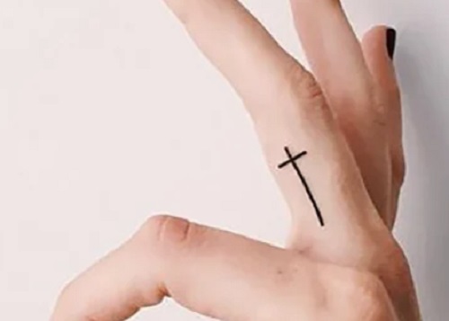 Side Finger Cross Tattoo