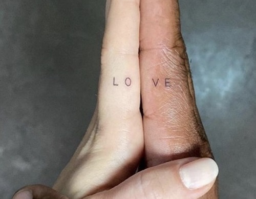 Side Finger Tattoos For Couples