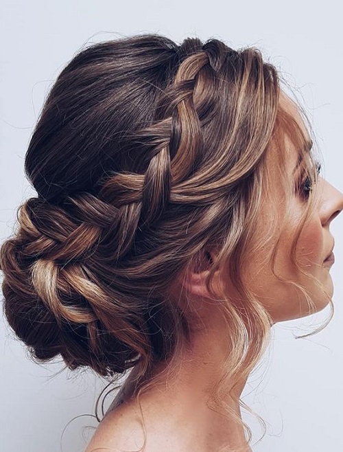 Side Braided Low Bridal Hair