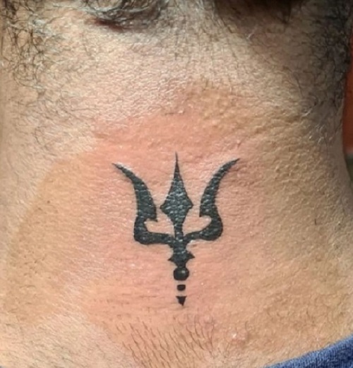 Simple Nape Trident Tattoo