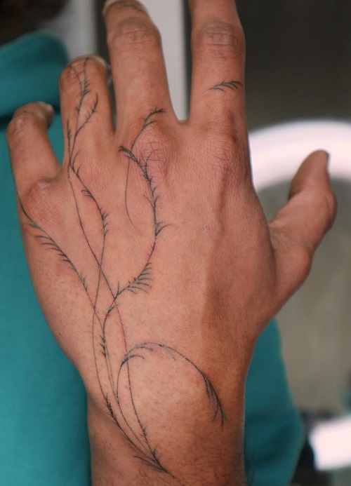 Simple Twig Tattoo For Men’s Hand