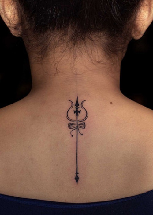 Simplest Trishul Tattoo For Ladies