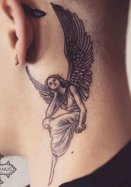 Sitting Angel Tattoo Design