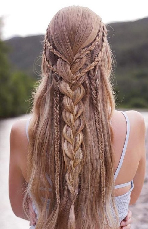 Small And Chunky Braid Mix Viking Hairstyle