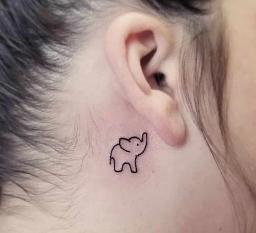 Small Elephant Outline Tattoo