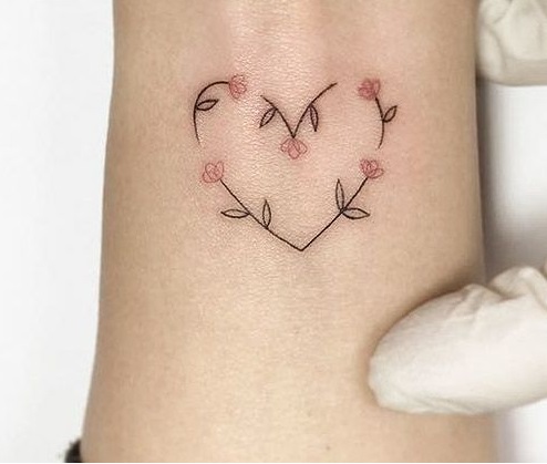 Small Heart Floral Tattoo