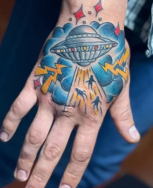 Space And UFO Tattoo
