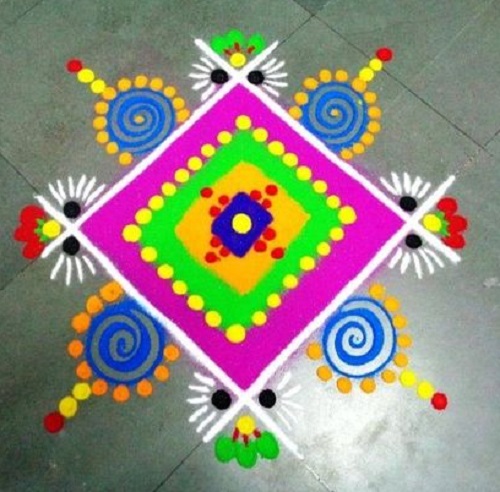Square Rangoli Design For Deepawali