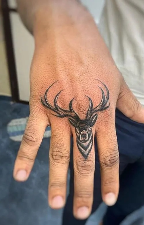 Stag Tattoo For Hand
