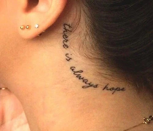 Text Behind Ear Tattoo