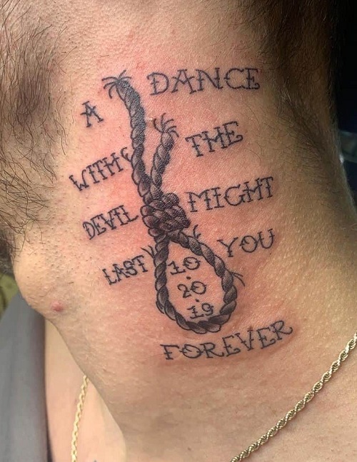 Text Quote Neck Tattoo