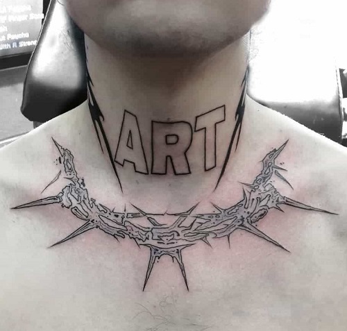 Text With Barbed Wire Tattoo