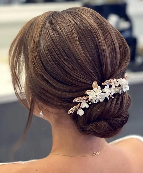 Texture Low Bun with Headpiece 