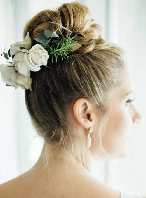 Top Knot With Floral Accessory