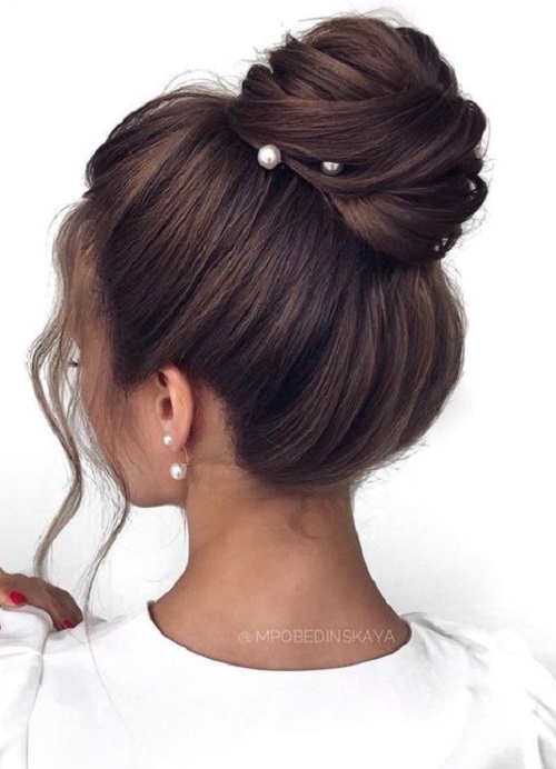 Top Knot Sleek Bun Wedding Hair