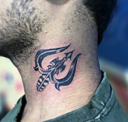Trishul Neck Tattoo